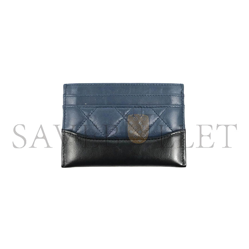 CHANEL MASTER GABRIELLE FLAT CARD HOLDER NAVY BLACK CALFSKIN GOLD HARDWARE (11*8cm) 